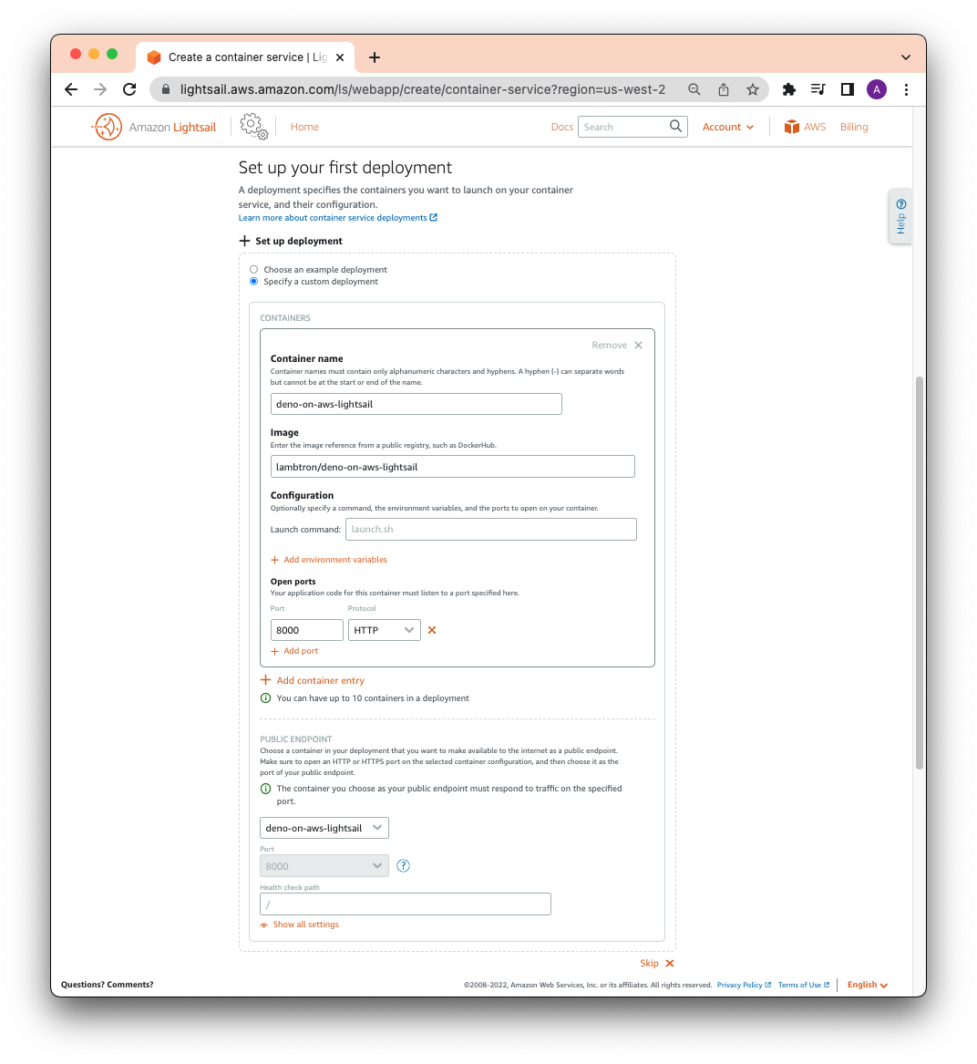 create container service interface